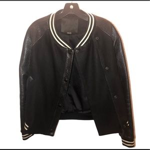 Gryphon Black Leather Trimmed Bomber Size X-Small